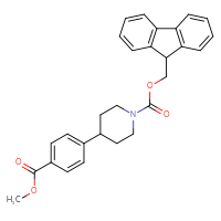 Chemical structure of (9H-fluoren-9-yl)methyl 4-[4-(methoxycarbonyl)phenyl]piperidine-1-carboxylate - CSSB21123229581