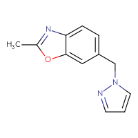 Chemical structure of 2-methyl-6-[(1H-pyrazol-1-yl)methyl]-1,3-benzoxazole - CSSB06269566677