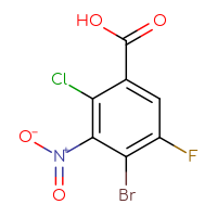 Chemical structure of 4-bromo-2-chloro-5-fluoro-3-nitrobenzoic acid - CSSB02515433915