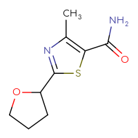 Chemical structure of 4-methyl-2-(oxolan-2-yl)-1,3-thiazole-5-carboxamide - CSSB02270738056