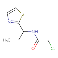 Chemical structure of 2-chloro-N-[1-(1,3-thiazol-2-yl)propyl]acetamide - CSSB00012086081
