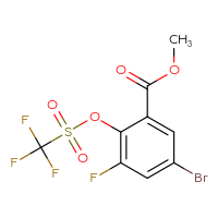 Chemical structure of methyl 5-bromo-3-fluoro-2-(trifluoromethanesulfonyloxy)benzoate - CSSB21009691354