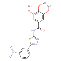 Chemical structure of 3,4,5-trimethoxy-N-[5-(3-nitrophenyl)-1,3,4-thiadiazol-2-yl]benzamide - CSSB00121646867