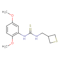Chemical structure of 1-(2,5-dimethoxyphenyl)-3-[(thietan-3-yl)methyl]thiourea - CSSB21432453704