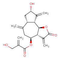 Chemical structure of (3aR,4S,6aR,8S,9aR,9bR)-8-hydroxy-3,6,9-trimethylidene-2-oxo-dodecahydroazuleno[4,5-b]furan-4-yl 2-(hydroxymethyl)prop-2-enoate - CSSB00103151221