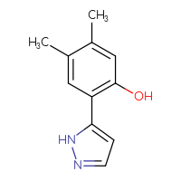 Chemical structure of 4,5-dimethyl-2-(1H-pyrazol-5-yl)phenol - CSSB00000089584