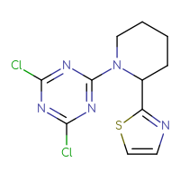 Chemical structure of 2,4-dichloro-6-[2-(1,3-thiazol-2-yl)piperidin-1-yl]-1,3,5-triazine - CSSB00049231318
