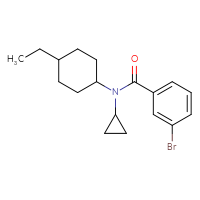 Chemical structure of 3-bromo-N-cyclopropyl-N-(4-ethylcyclohexyl)benzamide - CSSB10227309054