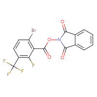 Chemical structure of 1,3-dioxo-2,3-dihydro-1H-isoindol-2-yl 6-bromo-2-fluoro-3-(trifluoromethyl)benzoate - CSSB17484213395