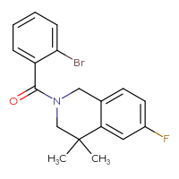 Chemical structure of 2-(2-bromobenzoyl)-6-fluoro-4,4-dimethyl-1,2,3,4-tetrahydroisoquinoline - CSSB15461226067