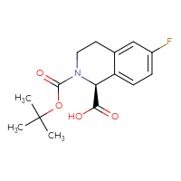 Chemical structure of (1S)-2-[(tert-butoxy)carbonyl]-6-fluoro-1,2,3,4-tetrahydroisoquinoline-1-carboxylic acid - CSSB02495365668
