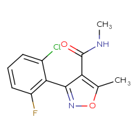 Chemical structure of 3-(2-chloro-6-fluorophenyl)-N,5-dimethyl-1,2-oxazole-4-carboxamide - CSSB00103881828