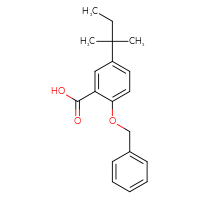 Chemical structure of 2-(benzyloxy)-5-(2-methylbutan-2-yl)benzoic acid - CSSB21103685800