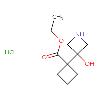 Chemical structure of ethyl 1-(3-hydroxyazetidin-3-yl)cyclobutane-1-carboxylate hydrochloride - CSSB00102836499