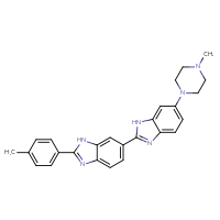 Chemical structure of 2-[2-(4-methylphenyl)-1H-1,3-benzodiazol-6-yl]-6-(4-methylpiperazin-1-yl)-1H-1,3-benzodiazole - CSSB00102527299