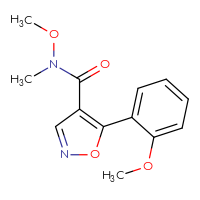 Chemical structure of N-methoxy-5-(2-methoxyphenyl)-N-methyl-1,2-oxazole-4-carboxamide - CSSB00972555325