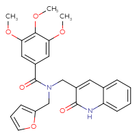 Chemical structure of N-[(furan-2-yl)methyl]-3,4,5-trimethoxy-N-[(2-oxo-1,2-dihydroquinolin-3-yl)methyl]benzamide - CSSB00121611244