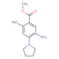 Chemical structure of methyl 5-amino-2-methyl-4-(pyrrolidin-1-yl)benzoate - CSSB02495350751