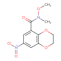 Chemical structure of N-methoxy-N-methyl-7-nitro-2,3-dihydro-1,4-benzodioxine-5-carboxamide - CSSB02013667146