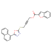 Chemical structure of 4-{[5-(naphthalen-1-yl)-1,3,4-oxadiazol-2-yl]sulfanyl}but-2-yn-1-yl 1-benzofuran-2-carboxylate - CSSB00121613563