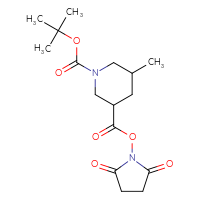 Chemical structure of 1-tert-butyl 3-(2,5-dioxopyrrolidin-1-yl) 5-methylpiperidine-1,3-dicarboxylate - CSSB20270129065
