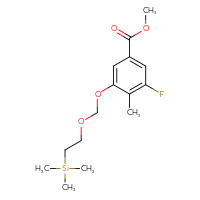 Chemical structure of methyl 3-fluoro-4-methyl-5-{[2-(trimethylsilyl)ethoxy]methoxy}benzoate - CSSB21052319226