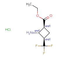 Chemical structure of rac-ethyl (1R,2S,3S)-2-amino-3-(trifluoromethyl)cyclobutane-1-carboxylate hydrochloride - CSSB21291559656