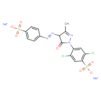 Chemical structure of disodium 2,5-dichloro-4-{3-methyl-5-oxo-4-[(1E)-2-(4-sulfonatophenyl)diazen-1-yl]-4,5-dihydro-1H-pyrazol-1-yl}benzene-1-sulfonate - CSSB00016996899