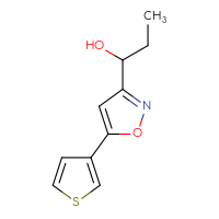 Chemical structure of 1-[5-(thiophen-3-yl)-1,2-oxazol-3-yl]propan-1-ol - CSSB21246433289