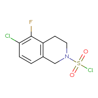 Chemical structure of 6-chloro-5-fluoro-1,2,3,4-tetrahydroisoquinoline-2-sulfonyl chloride - CSSB15021235174