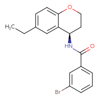 Chemical structure of 3-bromo-N-[(4R)-6-ethyl-3,4-dihydro-2H-1-benzopyran-4-yl]benzamide - CSSB02121821590