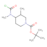 Chemical structure of tert-butyl 4-[(chlorocarbonyl)(methyl)amino]-3-methylpiperidine-1-carboxylate - CSSB00153718824