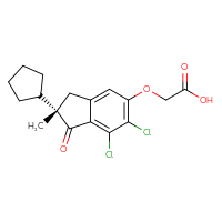 Chemical structure of 2-{[(2S)-6,7-dichloro-2-cyclopentyl-2-methyl-1-oxo-2,3-dihydro-1H-inden-5-yl]oxy}acetic acid - CSSB00000137124