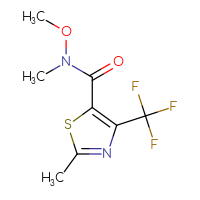 Chemical structure of N-methoxy-N,2-dimethyl-4-(trifluoromethyl)-1,3-thiazole-5-carboxamide - CSSB06925439722