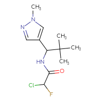 Chemical structure of 2-chloro-N-[2,2-dimethyl-1-(1-methyl-1H-pyrazol-4-yl)propyl]-2-fluoroacetamide - CSSB21332055738