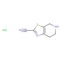 Chemical structure of 4H,5H,6H,7H-[1,3]thiazolo[5,4-c]pyridine-2-carbonitrile hydrochloride - CSSB00015203906