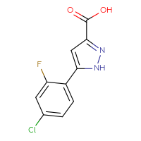 Chemical structure of 5-(4-chloro-2-fluorophenyl)-1H-pyrazole-3-carboxylic acid - CSSB00021196047