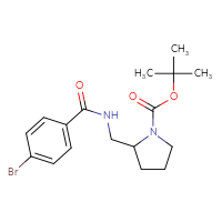 Chemical structure of tert-butyl 2-{[(4-bromophenyl)formamido]methyl}pyrrolidine-1-carboxylate - CSSB00009816239