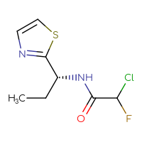 Chemical structure of 2-chloro-2-fluoro-N-[(1R)-1-(1,3-thiazol-2-yl)propyl]acetamide - CSSB21332167708