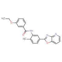 Chemical structure of 3-ethoxy-N-(2-methyl-5-{[1,3]oxazolo[4,5-b]pyridin-2-yl}phenyl)benzamide - CSSB00121600277