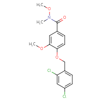 Chemical structure of 4-[(2,4-dichlorophenyl)methoxy]-N,3-dimethoxy-N-methylbenzamide - CSSB00322391201