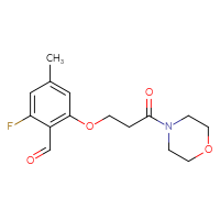 Chemical structure of 2-fluoro-4-methyl-6-[3-(morpholin-4-yl)-3-oxopropoxy]benzaldehyde - CSSB21349240138