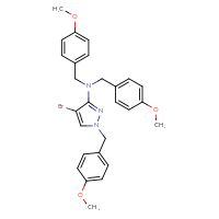 Chemical structure of 4-bromo-N,N,1-tris[(4-methoxyphenyl)methyl]-1H-pyrazol-3-amine - CSSB00016993081