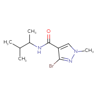 Chemical structure of 3-bromo-1-methyl-N-(3-methylbutan-2-yl)-1H-pyrazole-4-carboxamide - CSSB00158701401