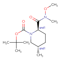 Chemical structure of rac-tert-butyl (2R,5S)-2-[methoxy(methyl)carbamoyl]-5-methylpiperidine-1-carboxylate - CSSB20621405185