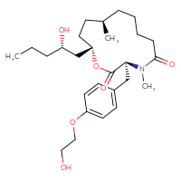 Chemical structure of (3S,10R,13S)-3-{[4-(2-hydroxyethoxy)phenyl]methyl}-13-[(2S)-2-hydroxypentyl]-4,10-dimethyl-1-oxa-4-azacyclotridecane-2,5-dione - CSSB06629244540