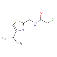 Chemical structure of 2-chloro-N-{[4-(propan-2-yl)-1,3-thiazol-2-yl]methyl}acetamide - CSSB01991486189