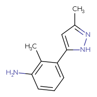 Chemical structure of 2-methyl-3-(3-methyl-1H-pyrazol-5-yl)aniline - CSSB00010309713