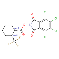 Chemical structure of rac-4,5,6,7-tetrachloro-1,3-dioxo-2,3-dihydro-1H-isoindol-2-yl (1R,2S)-2-(trifluoromethyl)cyclohexane-1-carboxylate - CSSB20270035553