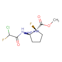 Chemical structure of rac-methyl (1R,2S)-2-(2-chloro-2-fluoroacetamido)-1-fluorocyclopentane-1-carboxylate - CSSB21332120154
